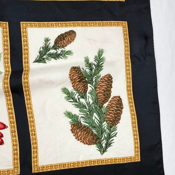 Echo Silk Square Scarf Botanical Floral Fruit Holiday Festive Winter Print 34x35 - Picture 10 of 13